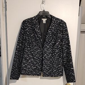 Women's Black and White Patterned Jacket Size L